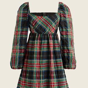 J. Crew Stewart Tartan Plaid Puff Sleeve Dress